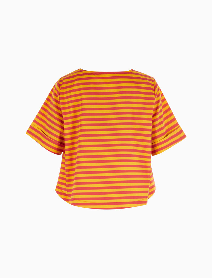 Top scatoletta donna cotone narciso righe bicolore - Gallo 1927 - Official Online Shop