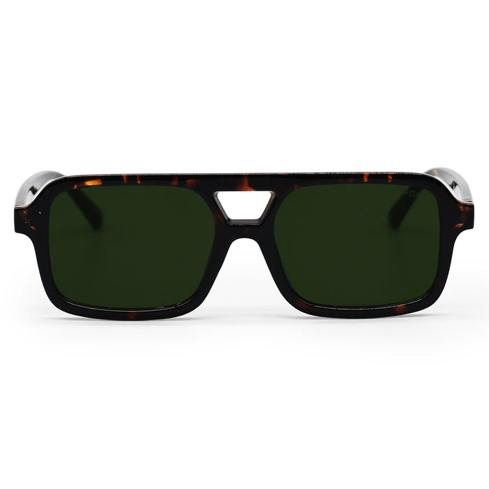 TopFoxx Atlas - Green Tortoise Squared Sunglasses