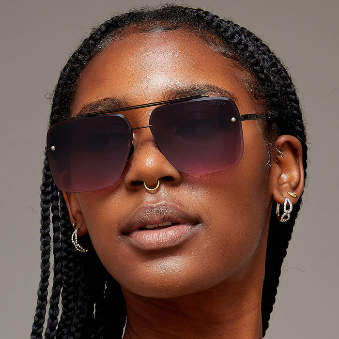 TopFoxx Bella Faded Purple and Pink - Tangle Free Aviator Sunglasses