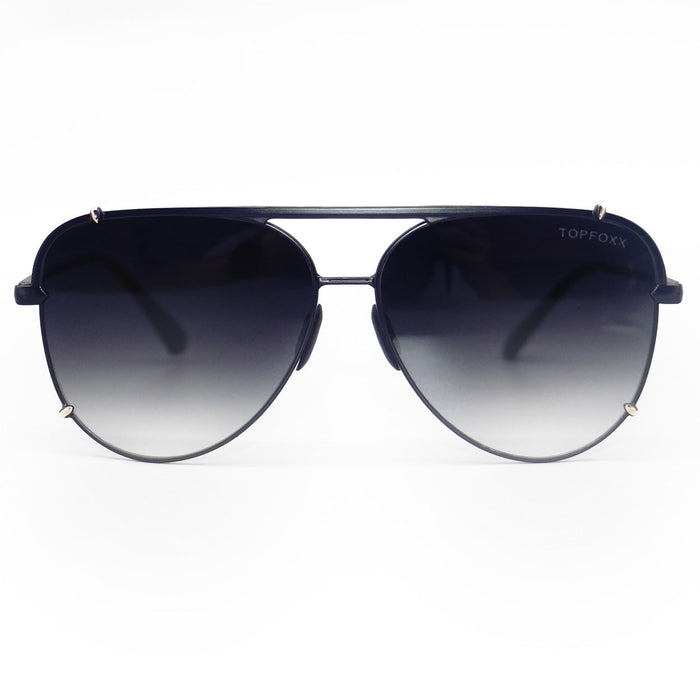 TopFoxx Cristina - Tangle Free - Faded Black and Gold Aviator Sunglasses