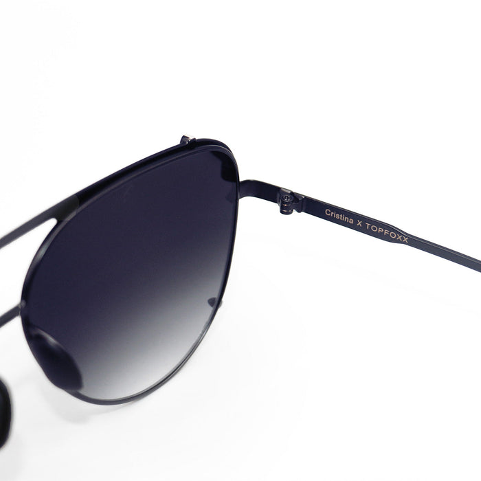 TopFoxx Cristina - Tangle Free - Faded Black and Gold Aviator Sunglasses