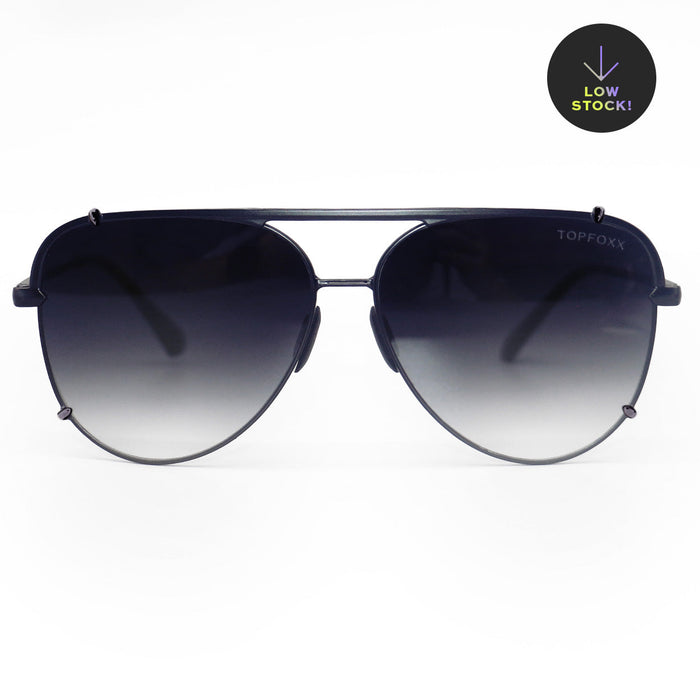 TopFoxx Cristina - Tangle Free - Faded Black Aviator Sunglasses