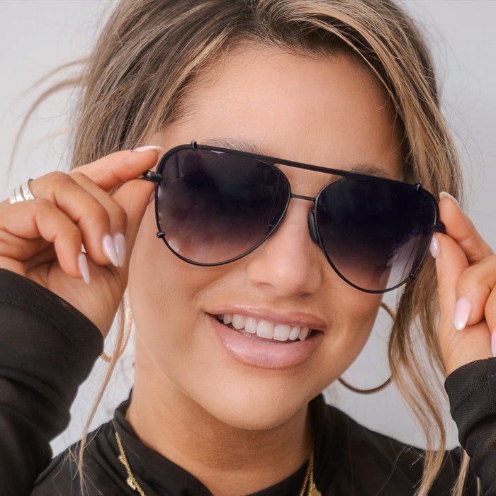 TopFoxx Cristina - Tangle Free - Faded Black Aviator Sunglasses