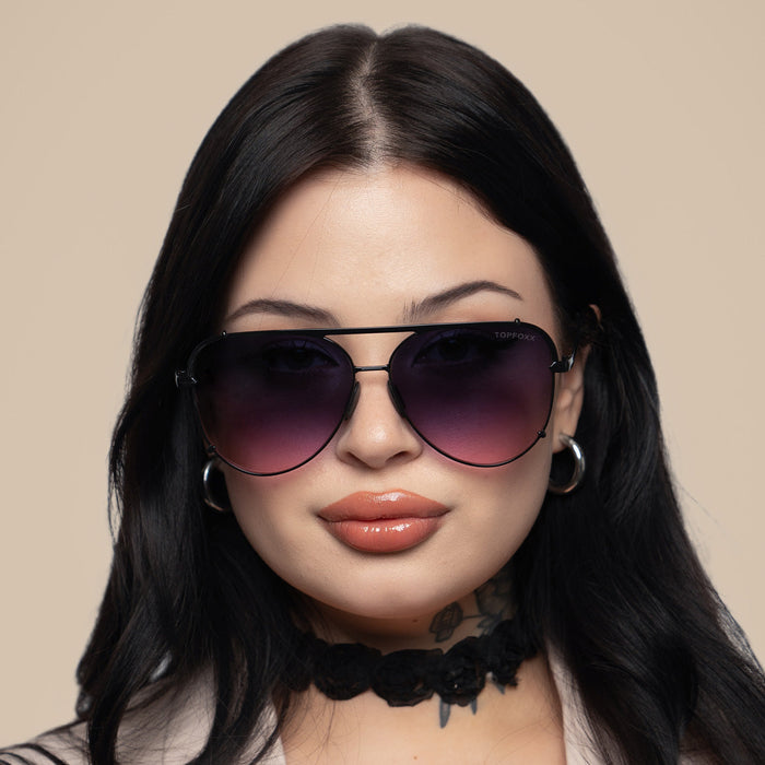 TopFoxx Cristina - Tangle Free - Faded Purple & Pink Aviator Sunglasses