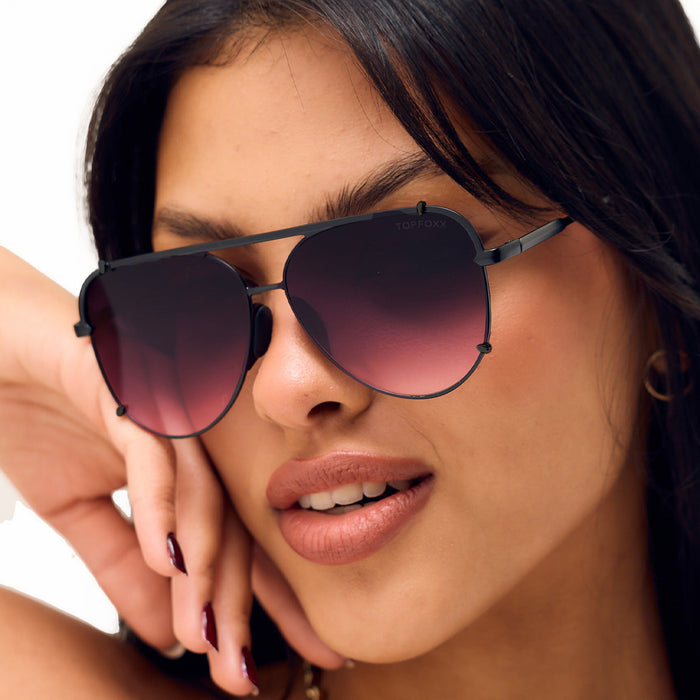 TopFoxx Cristina - Tangle Free - Faded Purple & Pink Aviator Sunglasses