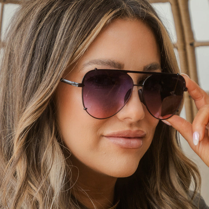 TopFoxx Cristina - Tangle Free - Faded Purple & Pink Aviator Sunglasses