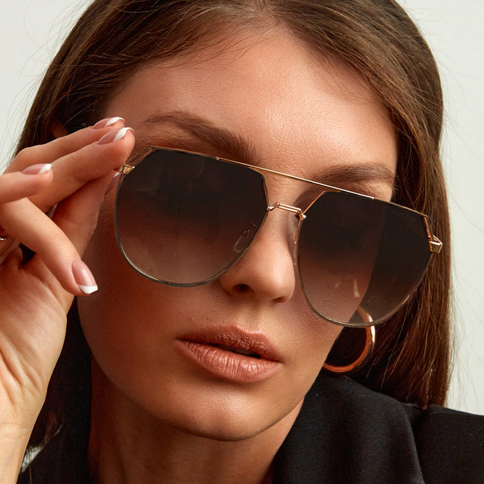 TopFoxx Farrah - Brown Tangle Free Aviator Sunglasses
