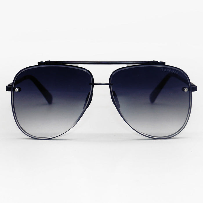 TopFoxx Luna - Tangle Free - Faded Black Aviator Sunglasses