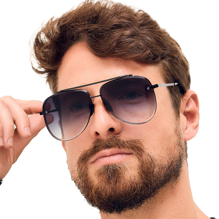 TopFoxx Luna - Tangle Free - Faded Black Aviator Sunglasses