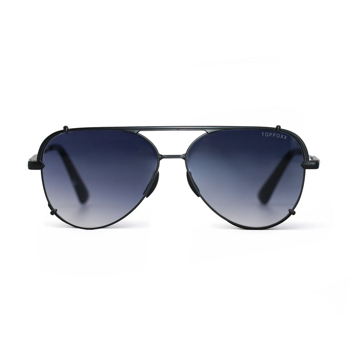 TopFoxx Smaller Cristina - Tangle Free - Faded Black Aviator Sunglasses Black