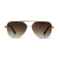 TopFoxx Smaller Cristina - Tangle Free - Faded Brown Aviator Sunglasses Gold