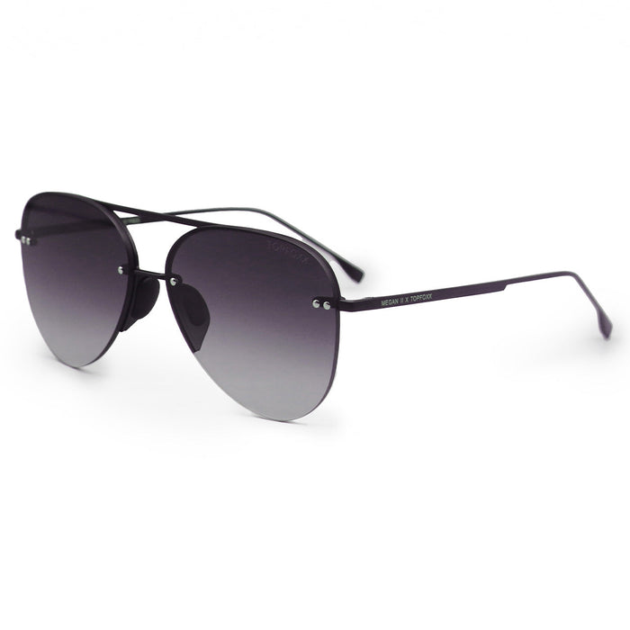 TopFoxx Smaller Megan 2 Faded Black - Tangle Free Aviator Sunglasses