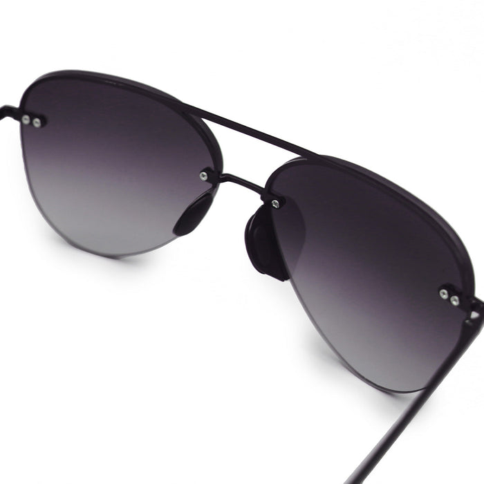 TopFoxx Smaller Megan 2 Faded Black - Tangle Free Aviator Sunglasses