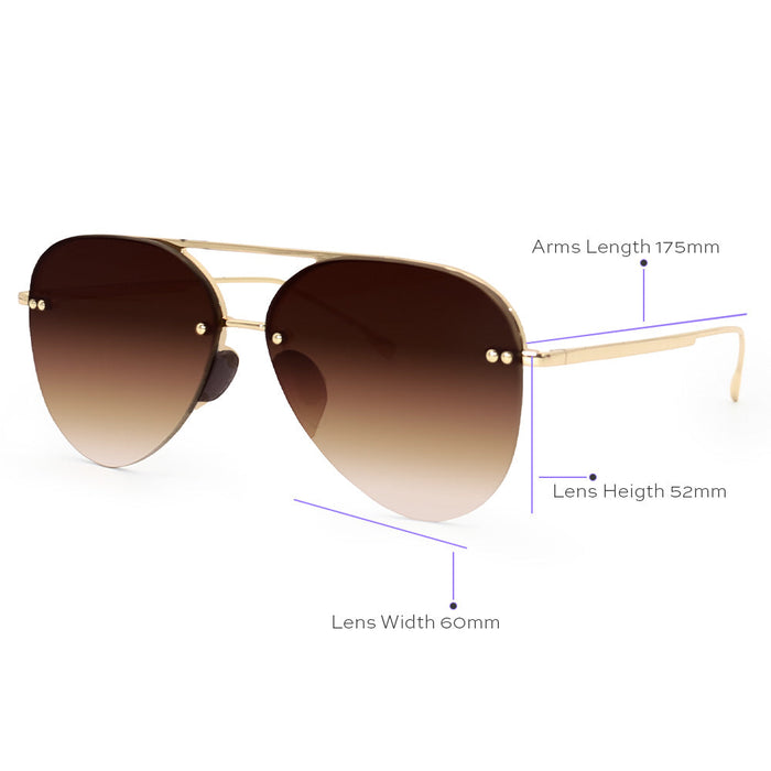 TopFoxx Smaller Megan 2 Faded Brown - Tangle Free Aviator Sunglasses
