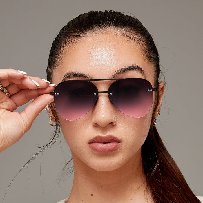TopFoxx Smaller Megan 2 Faded Purple Pink - Tangle Free Aviator Sunglasses