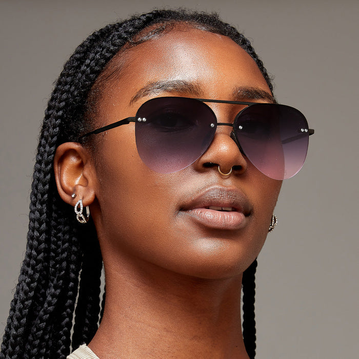 TopFoxx Smaller Megan 2 Faded Purple Pink - Tangle Free Aviator Sunglasses