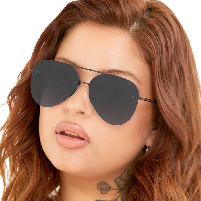 TopFoxx Smaller Megan 2 Jet Black- Aviator Sunglasses