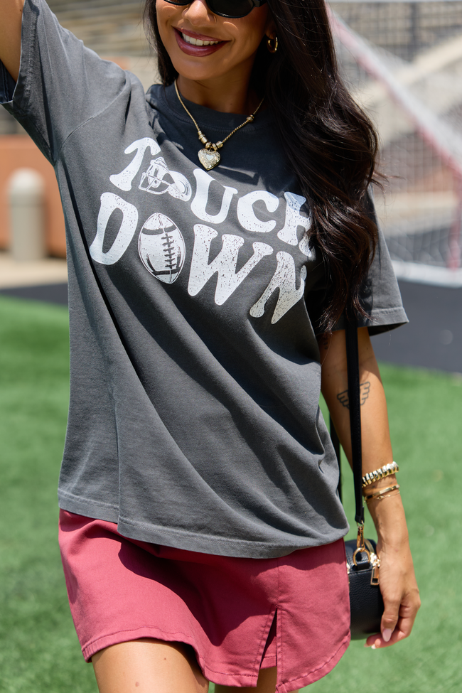 Touchdown Printed Dark Grey Graphic Tee