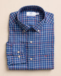 The front view of the Southern Tide Tradewind Tattersall Coastal Breeze® Sport Shirt by Southern Tide - Nautical Blue
