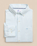 The front view of the Southern Tide Tradewind Tattersall Coastal Breeze® Sport Shirt by Southern Tide - Tropical Breeze Blue