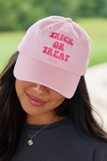 Trick or Treat Pink Embroidered Relaxed Hat