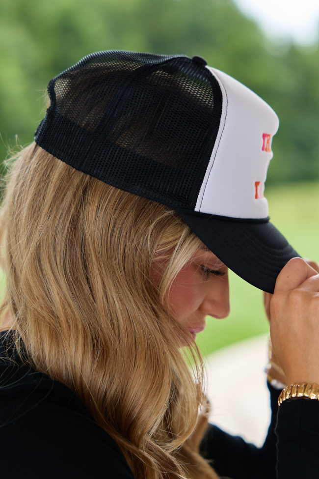 Trick Or Treat White/Black Embroidered Trucker Hat