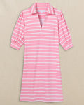The front view of the Southern Tide Trina Striped Performance Dress by Southern Tide - Prism Pink