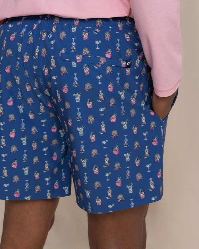 The detail view of the Southern Tide Tropical Tango Maritime Swim Trunk by Southern Tide - Nautical Blue