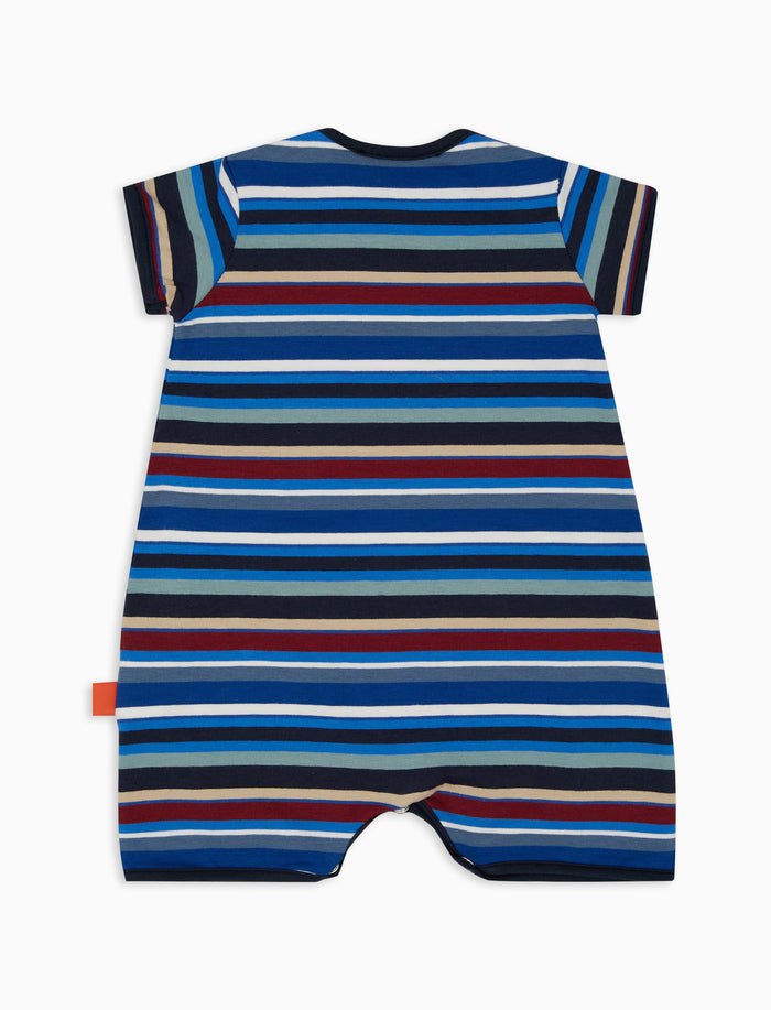 Tutina bambino cotone blu royal righe multicolor - Gallo 1927 - Official Online Shop