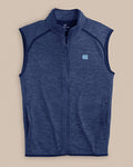 The front view of the Southern Tide UNC Tar Heels Baybrook Heather Vest by Southern Tide - Heather Navy