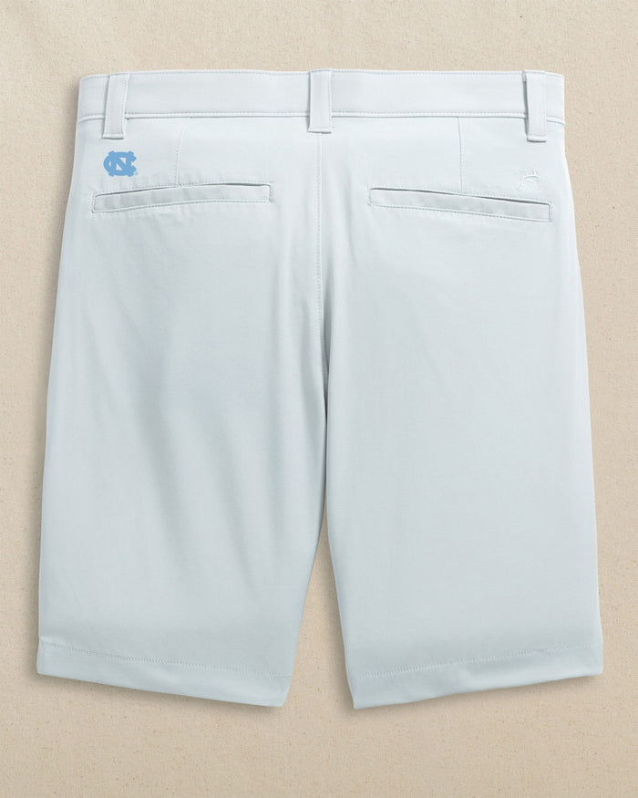 The back view of the Southern Tide UNC Tar Heels Birdie 8" Coastal Breeze® Performance Short by Southern Tide - Seagull Grey