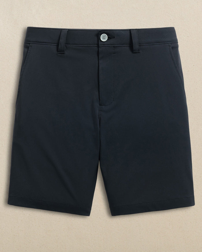 The front view of the Southern Tide UNC Tar Heels brrr°®-die 8" Performance Short by Southern Tide - Caviar Black