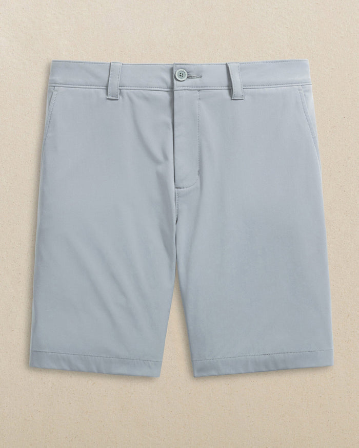 The front view of the Southern Tide UNC Tar Heels brrr°®-die 8" Performance Short by Southern Tide - Steel Grey