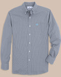 The front view of the Southern Tide UNC Tar Heels Gingham Button Down Shirt by Southern Tide - Navy
