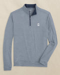 The front view of the Southern Tide UNC Tar Heels Old Well Cruiser Micro-Stripe Quarter Zip by Southern Tide - Heather Navy