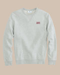 The front view of the University of Louisiana-Lafayette Upper Deck Pullover Sweatshirt by Southern Tide - Heather Slate Grey