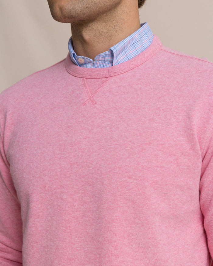 The detail view of the Southern Tide Upper Deck Heather Crew by Southern Tide - Heather Sea Pink