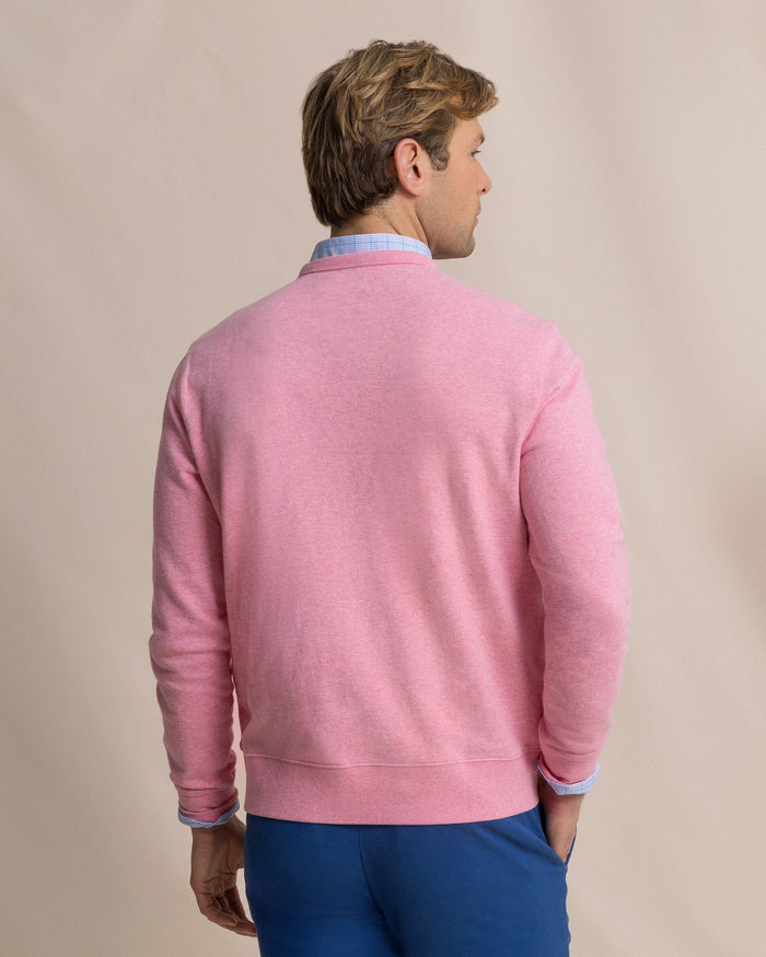 The back view of the Southern Tide Upper Deck Heather Crew by Southern Tide - Heather Sea Pink