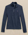 The front view of the Southern Tide USA Flag Skipjack Runaround Quarter Zip by Southern Tide - Dress Blue