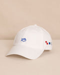 The front view of the Southern Tide USA Nautical Flags Skipjack Hat by Southern Tide - White
