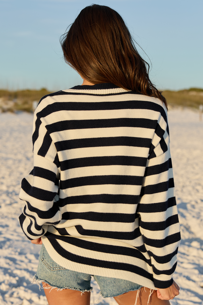 USA Navy And Ivory Striped Sweater FINAL SALE