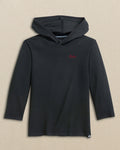 The front view of the Southern Tide USC Gamecocks Boys Scuttle Hoodie Carolina Script by Southern Tide - Caviar Black
