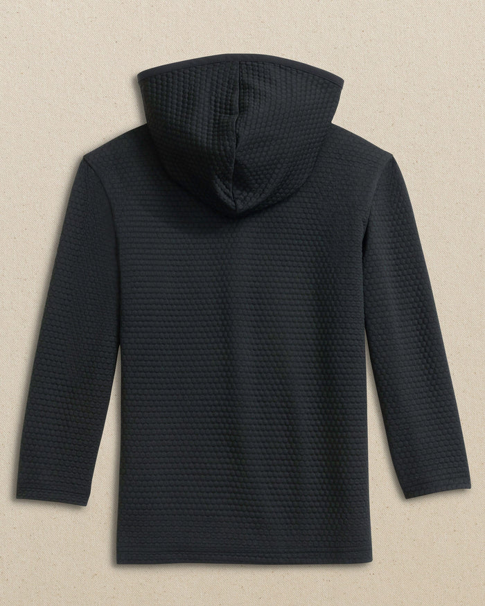 The back view of the Southern Tide USC Gamecocks Boys Scuttle Hoodie Carolina Script by Southern Tide - Caviar Black