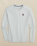 The front view of the Southern Tide USC Gamecocks brrr°®-illiant Long Sleeve T-Shirt by Southern Tide - Platinum Grey