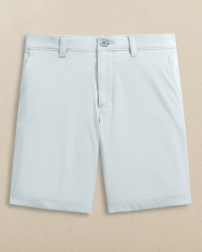 The front view of the Southern Tide USC Gamecocks Carolina Script brrr°®-die 8" Performance Short by Southern Tide - Seagull Grey