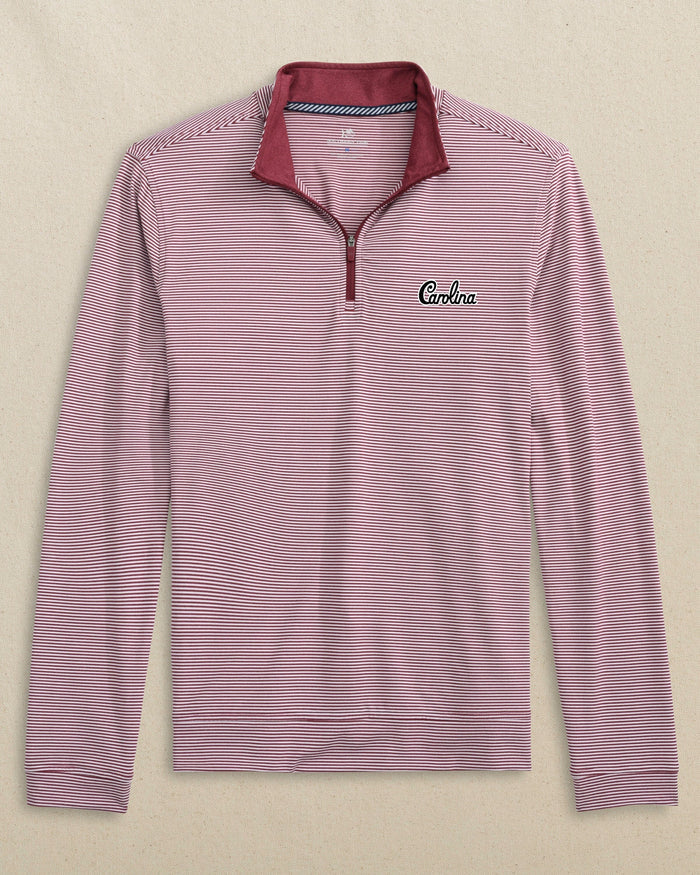 USC Gamecocks Carolina Script Cruiser Micro-Stripe Heather Quarter Zip C_Outerwear Southern Tide
