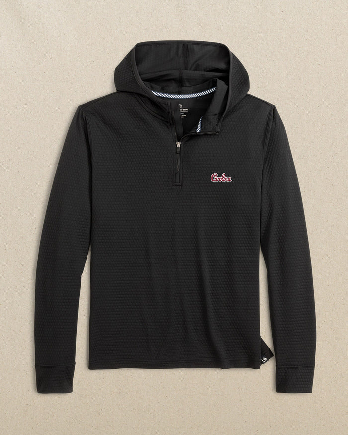 The front view of the Southern Tide USC Gamecocks Carolina Scuttle Quarter Zip Hoodie by Southern Tide - Caviar Black