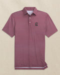 The front view of the Southern Tide USC Gamecocks Driver Dunes Edge Plaid Polo by Southern Tide - Chianti