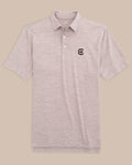 The front view of the South Carolina Driver Spacedye Polo Shirt by Southern Tide - Chianti