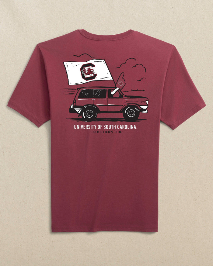 The back view of the Southern TideUSC Gamecocks Game Bound Short Sleeve T-Shirt by Southern Tide - Chianti